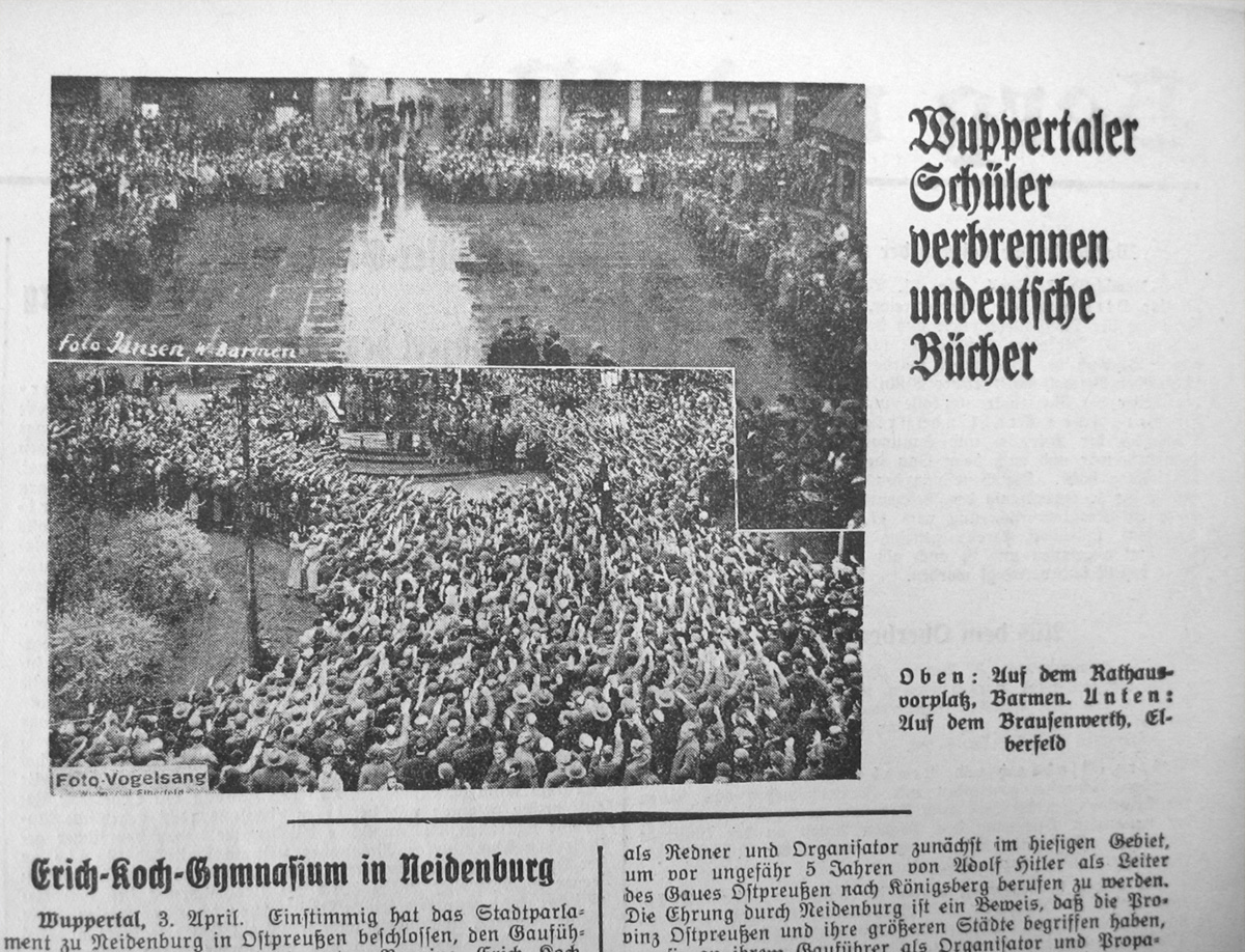 Die deutschnationale „Bergisch-Märkische-Zeitung“ berichtete voller Begeisterung über die Büchervernichtung.